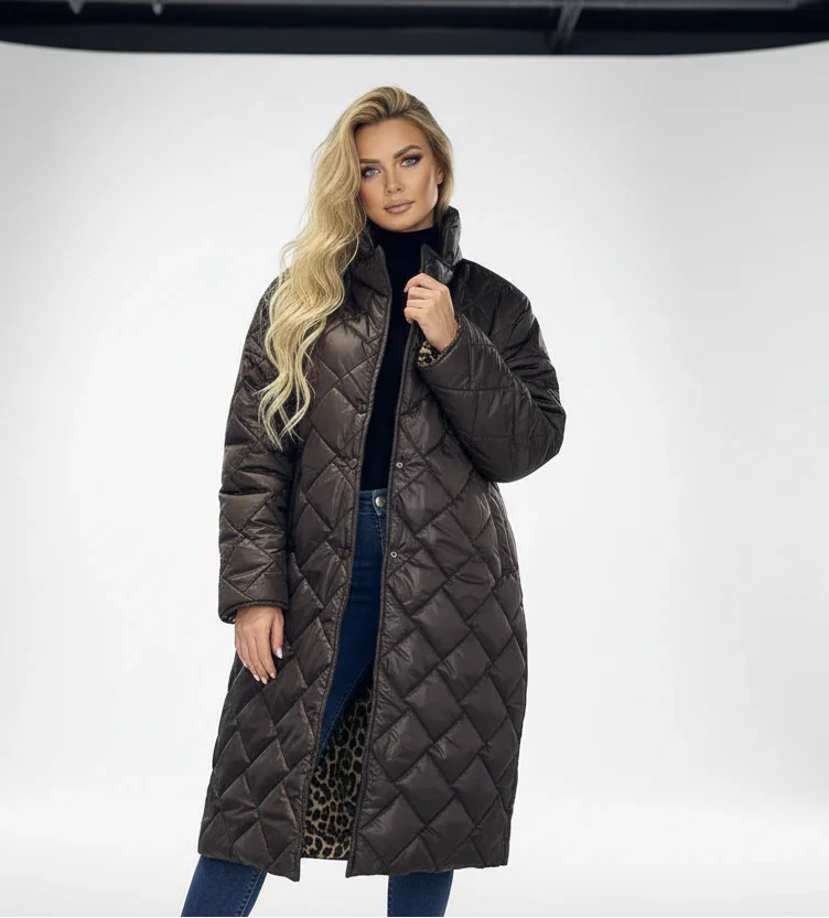 Premium Padded Coat with Leopard-Print Lining